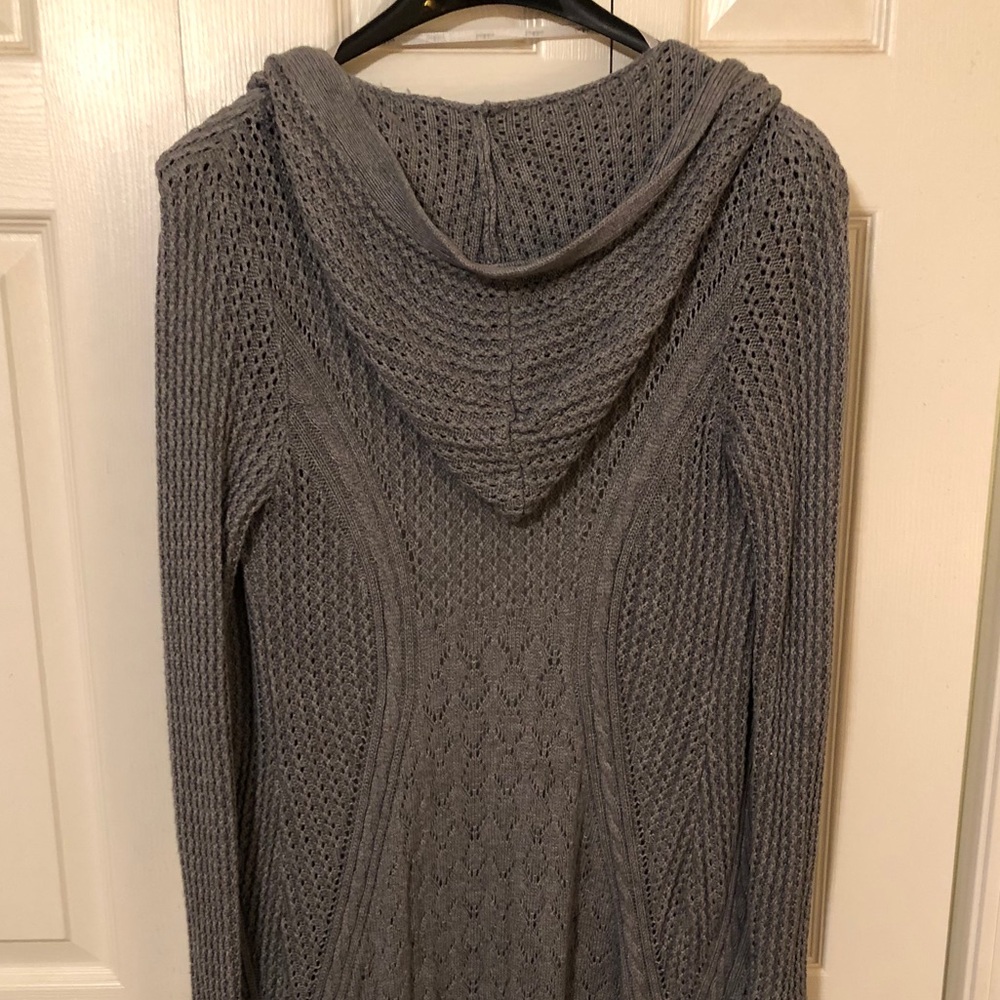 Full length gray hooded cardigan size large